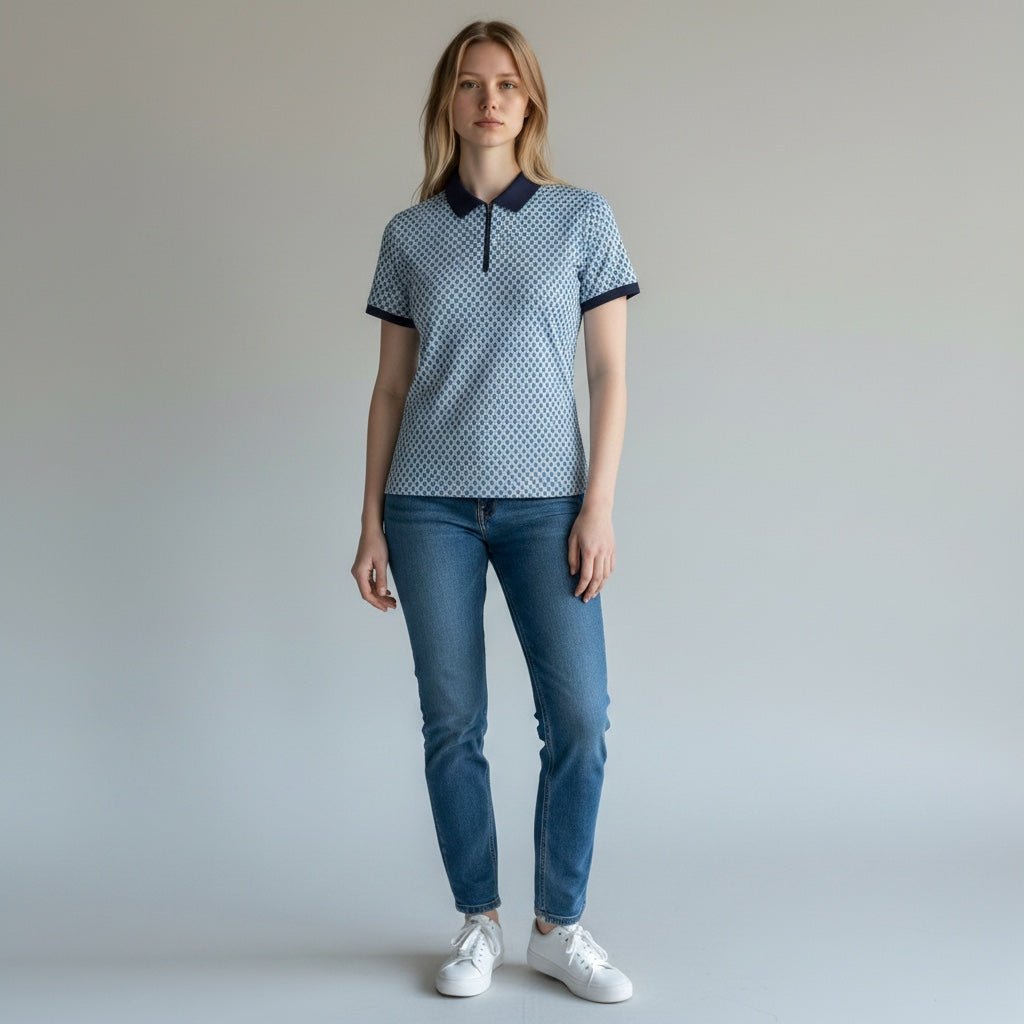 Cutter and Buck Argyle Mulit Navy Ladies Shirt
