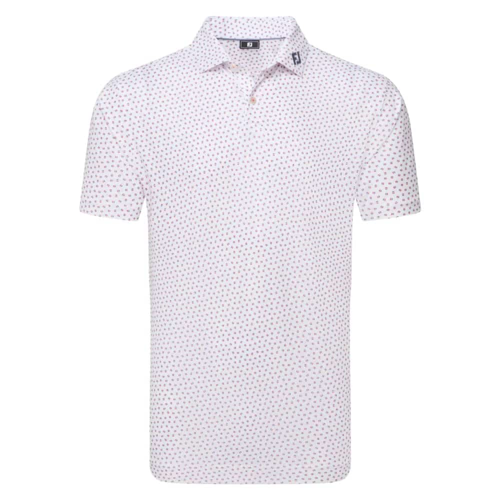 FootJoy Bounce Print Pique White/Hibiscus/Flint Polo