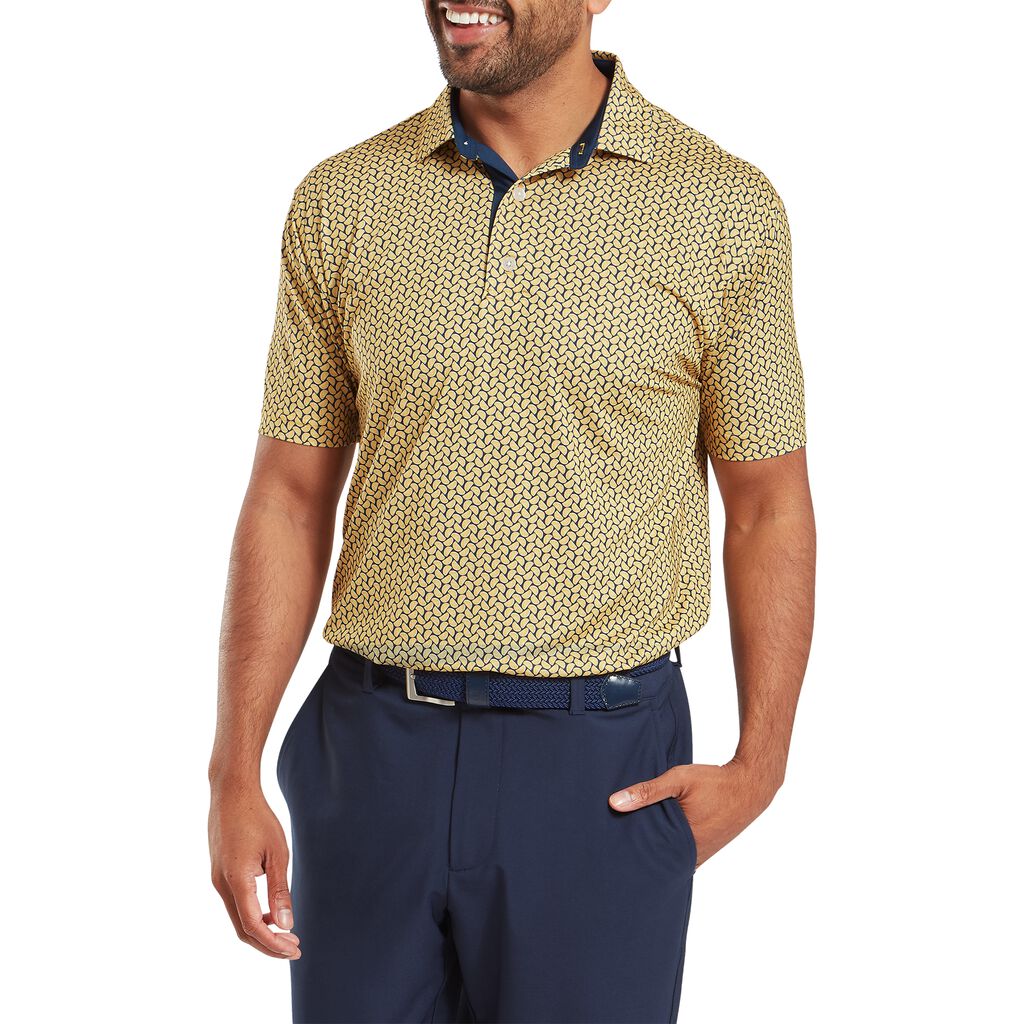 FootJoy EU Citrus Print Lisle Taxi/Navy Polo