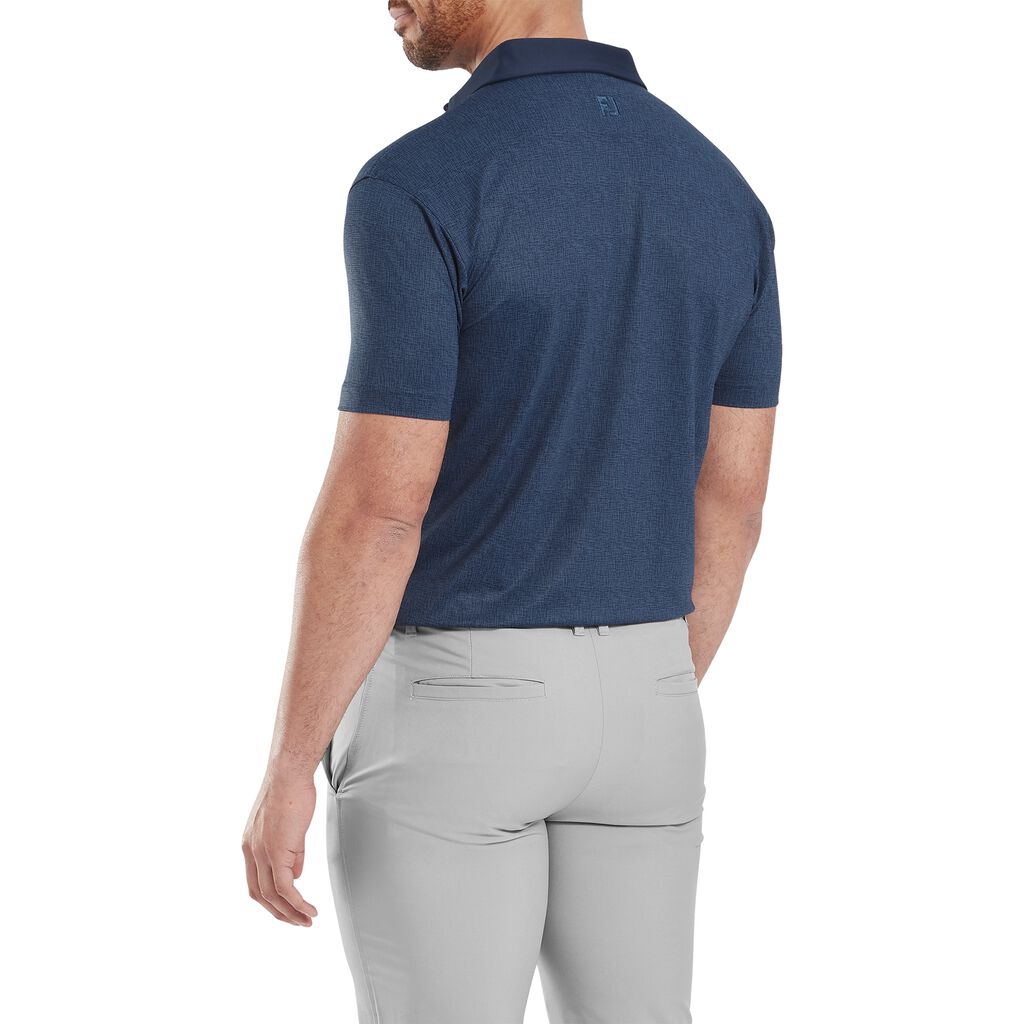 FootJoy EU Etched Texture Print Lisle Navy Polo
