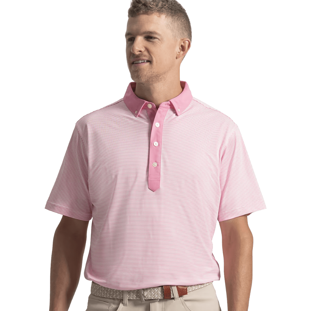FootJoy EU Feeder Stripe Piq Pink Shirt