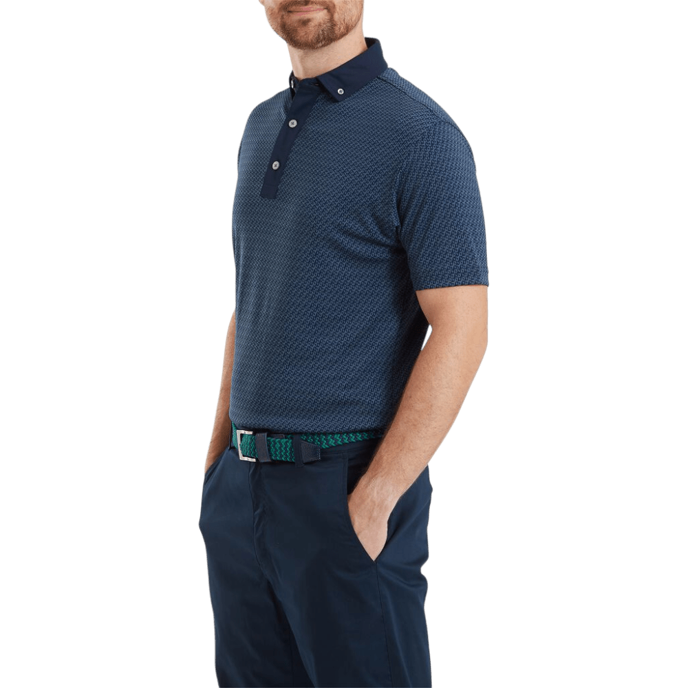 FootJoy EU Star Geo Jacquard Navy Polo
