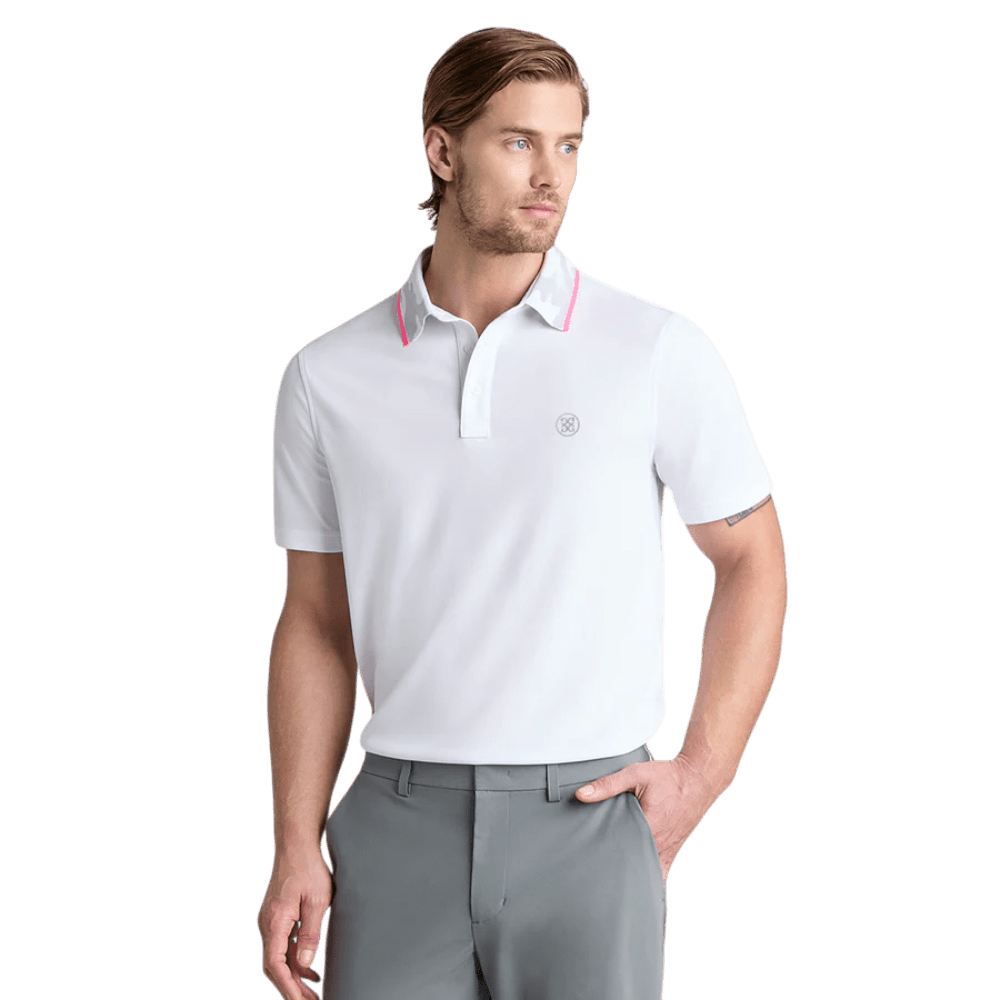 G/FORE Camo Collar Performance Pique Snow Polo Shirt