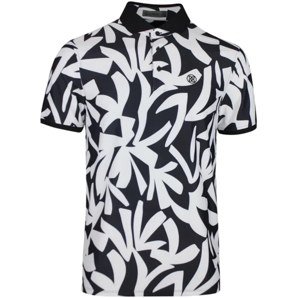 G/FORE Contrast Palm Tech Pique Onyx Polo
