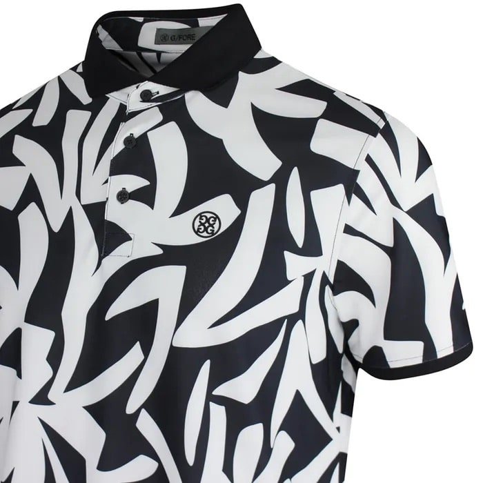 G/FORE Contrast Palm Tech Pique Onyx Polo