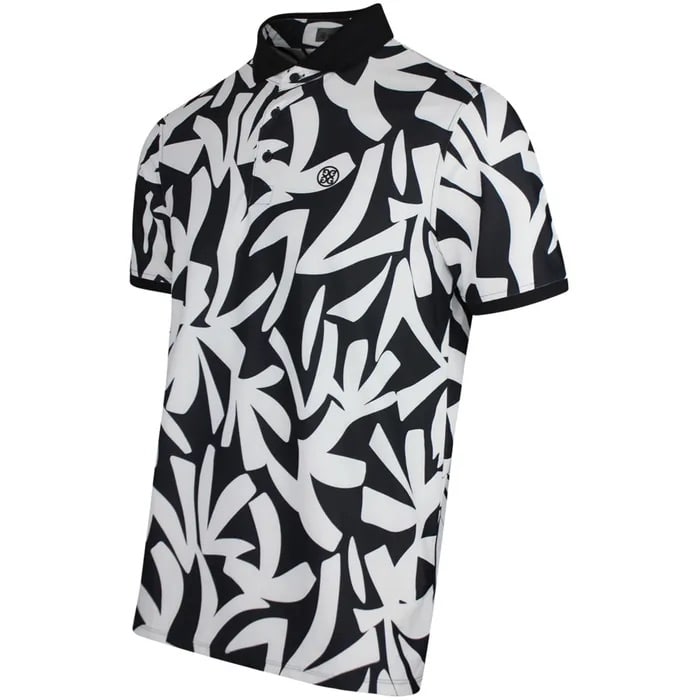 G/FORE Contrast Palm Tech Pique Onyx Polo