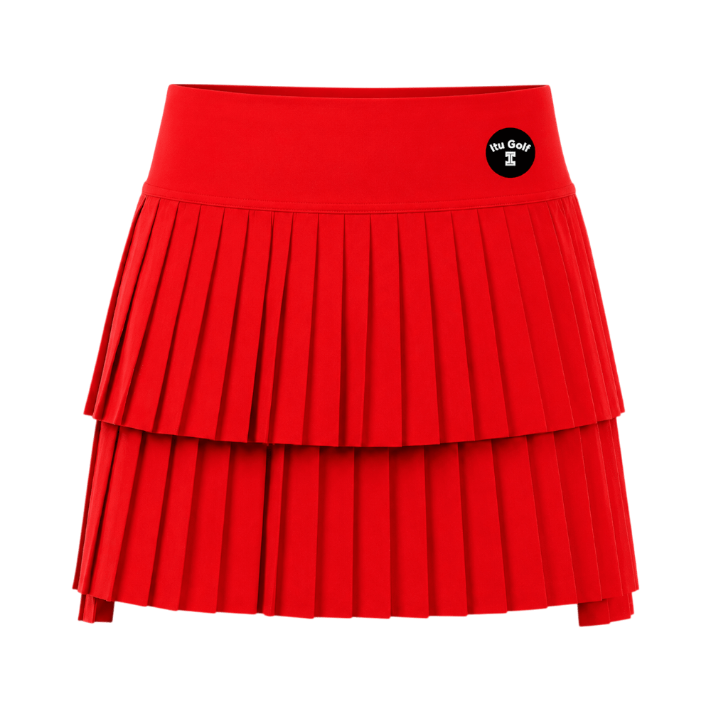 ITU Golf Layered Pleated Red Skort