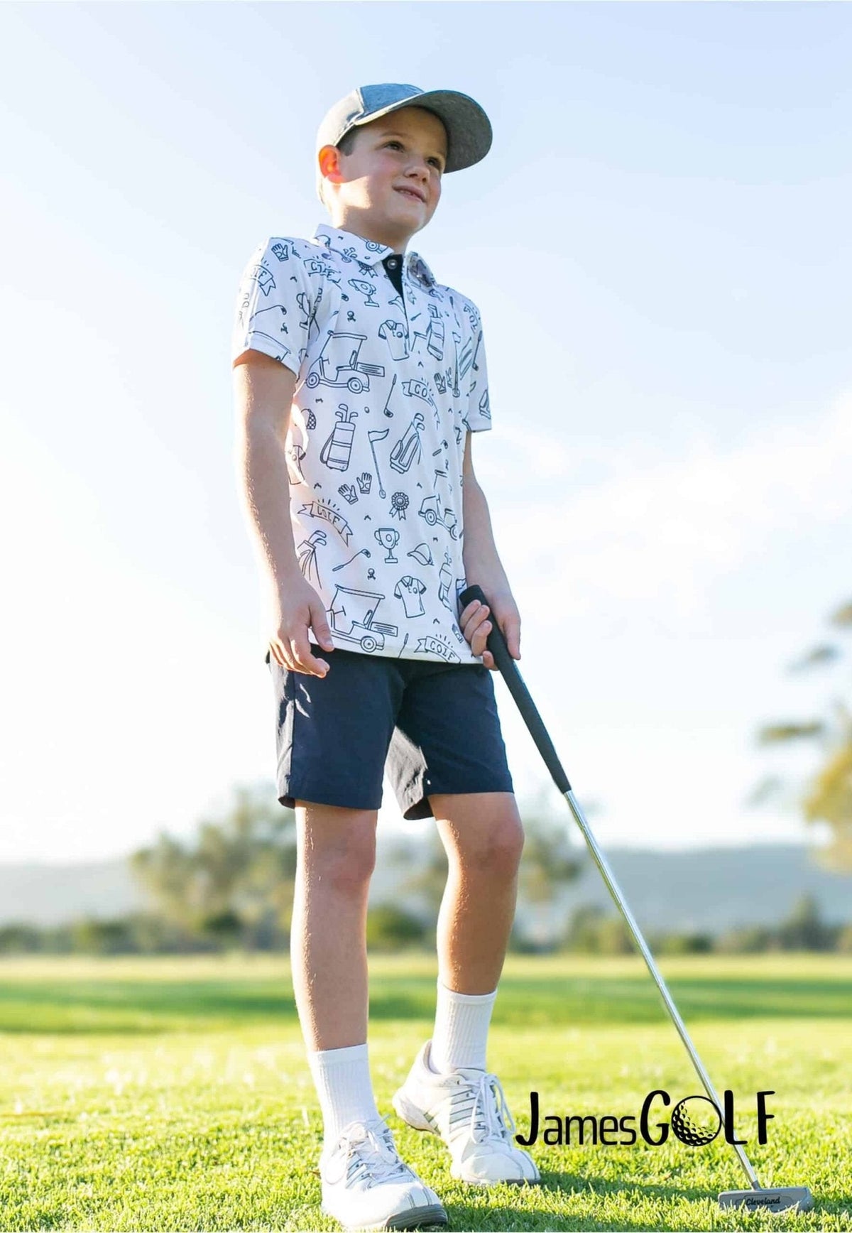 JamesGolf Short Sleeve Golf 1 White/Black Golf Shirt