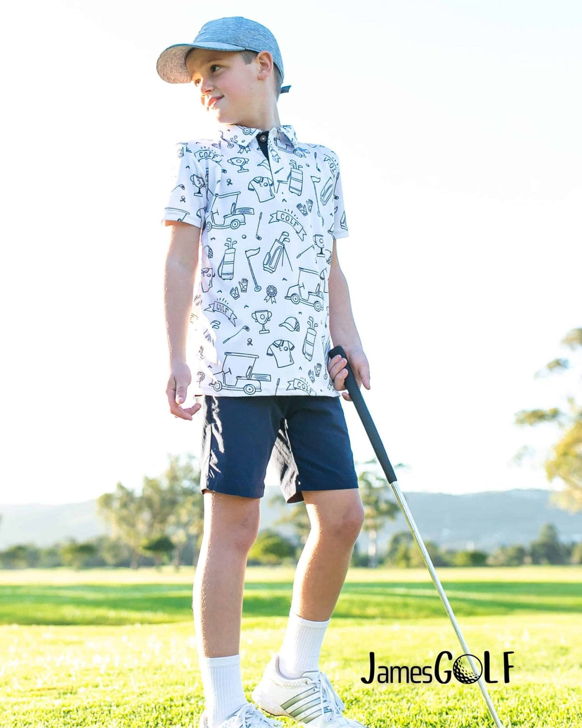JamesGolf Short Sleeve Golf 1 White/Black Golf Shirt