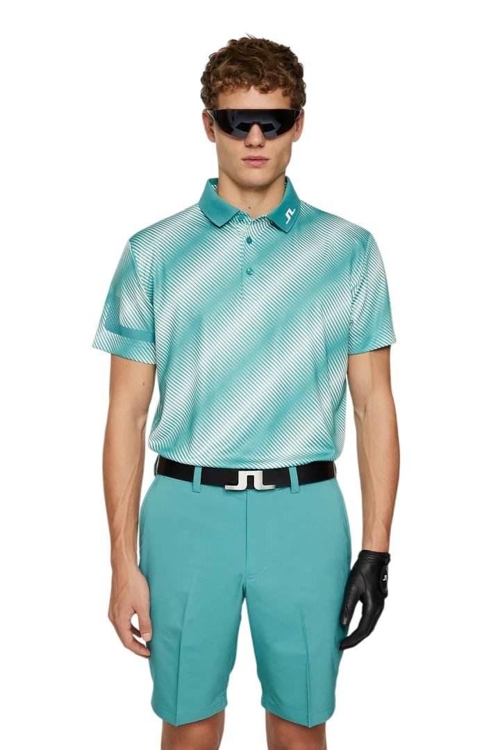 J.Lindeberg Heath Print Comb Teal M Polo