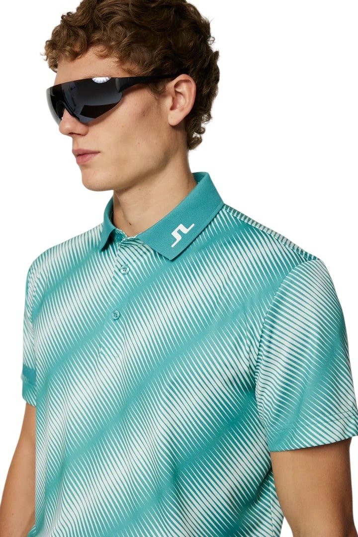 J.Lindeberg Heath Print Comb Teal M Polo