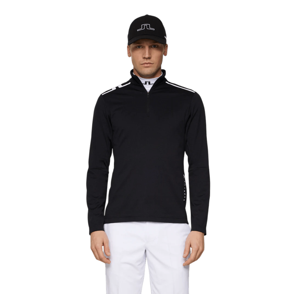 J.Lindeberg Leon Quarter Zip Black Mid Layer