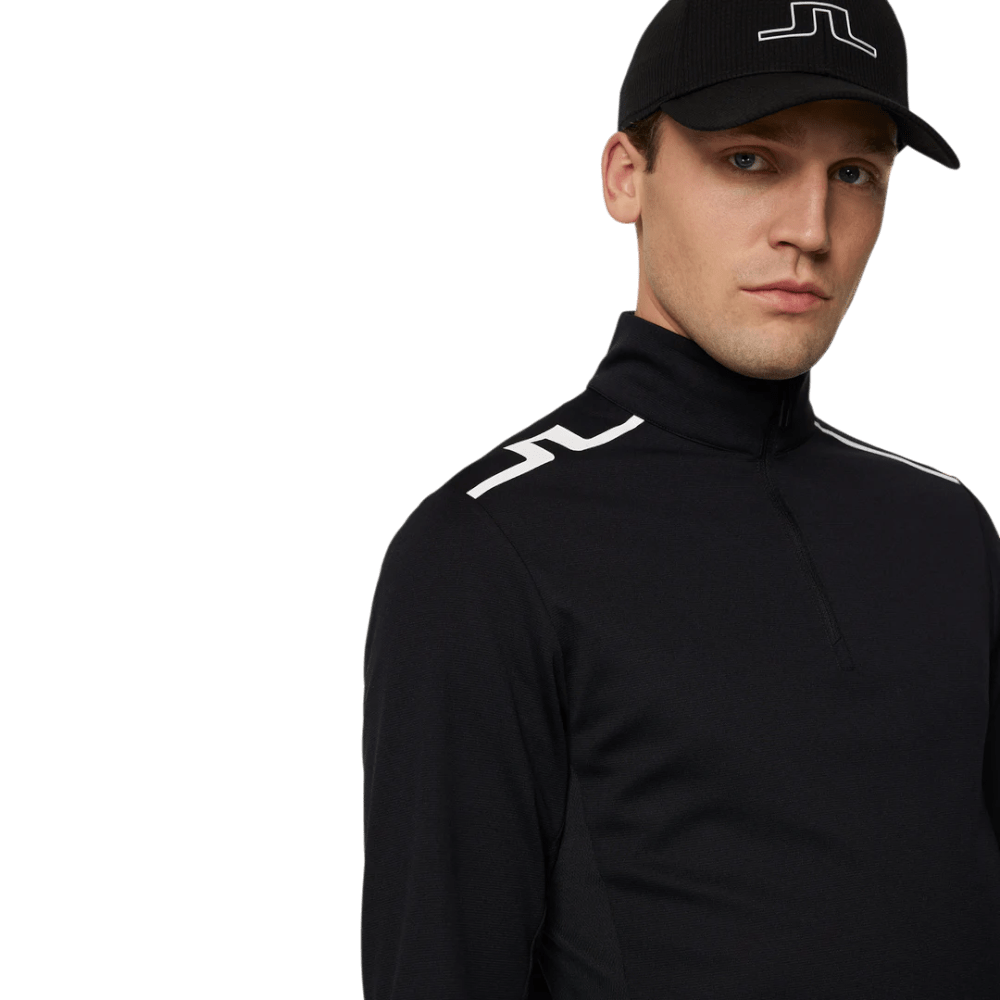 J.Lindeberg Leon Quarter Zip Black Mid Layer
