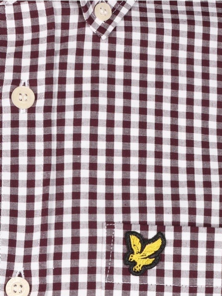 Lyle & Scott Gingham Burgundy Golf Shirt