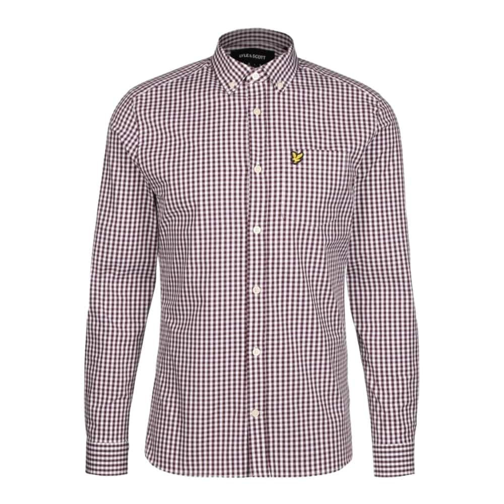Lyle & Scott Gingham Burgundy Golf Shirt