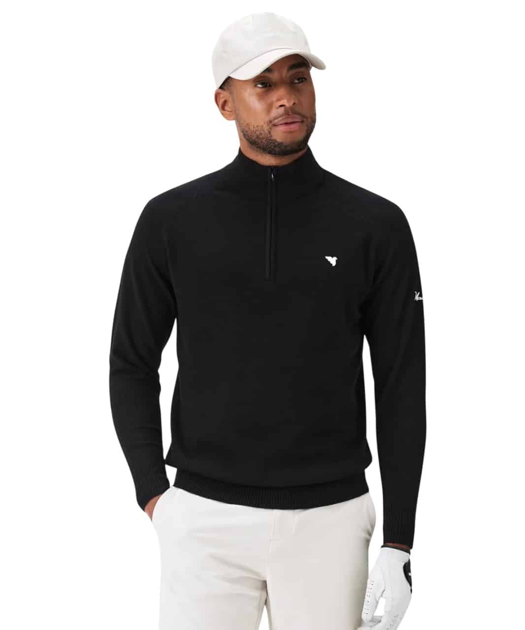 Macade Bridge Black Merino Quarter Zip