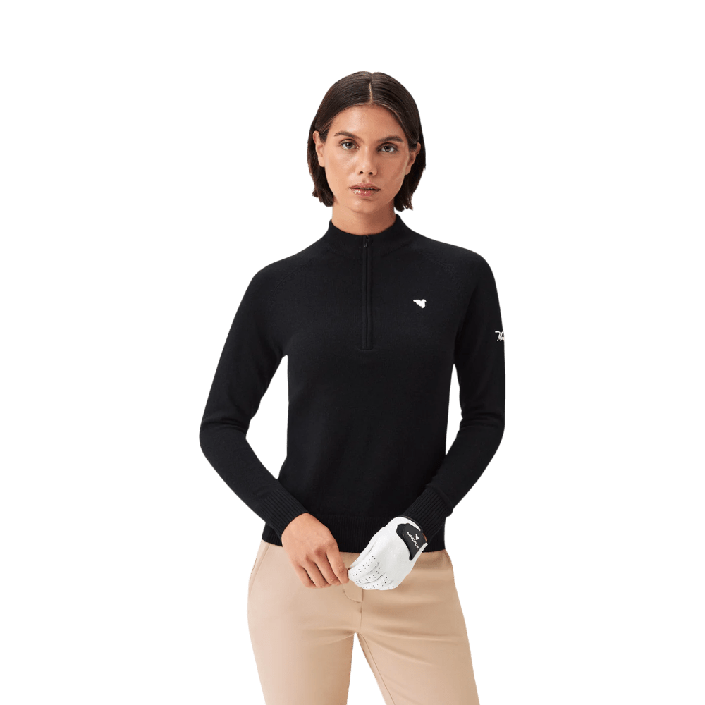 Macade Women's Bridge Merino Black Quarter Zip