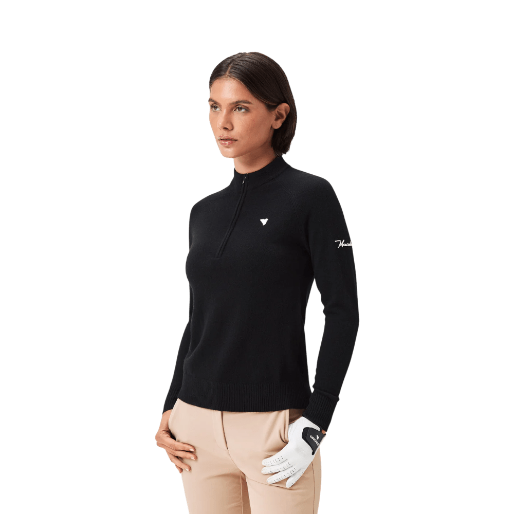 Macade Women's Bridge Merino Black Quarter Zip