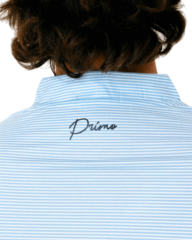 Primo & Grant Horvat Light Blue Micro Stripes Blade Polo
