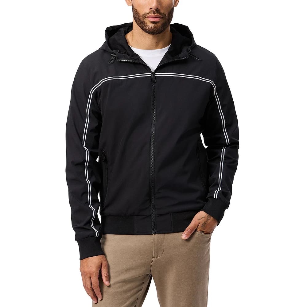 Psycho Bunny Keyport Lined Woven Zip Jacket Black
