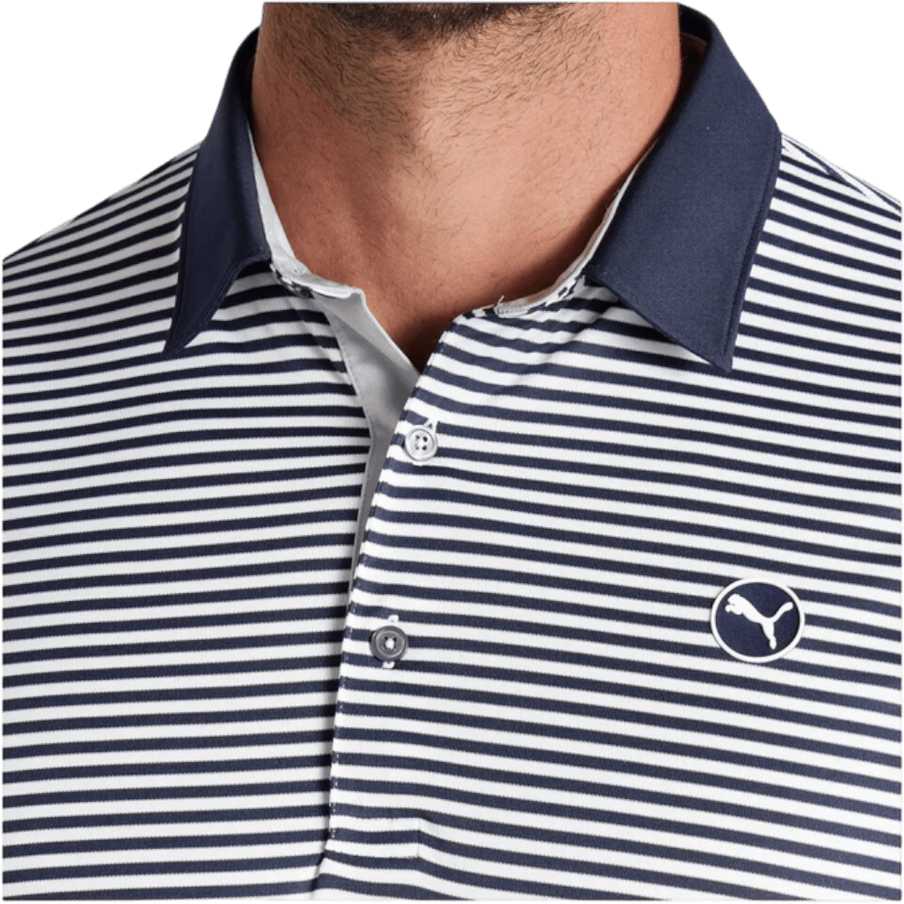 Puma Pure Striped Deep Navy/White Glow Polo