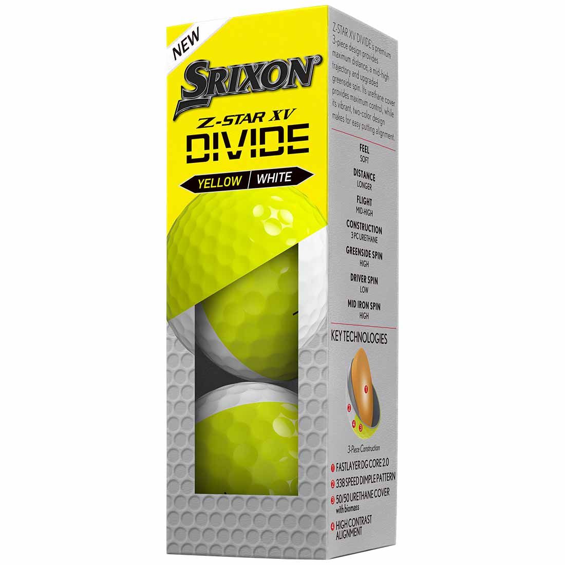 Srixon Z-Star 9 XV Divide Yellow/White Golf Balls